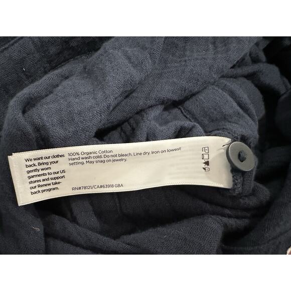 Eileen Fisher Cotton Gauze Navy Blue Short Sleeve Jumpsuit XS